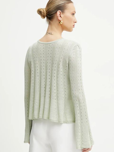 Twinset kardigan damski kolor zielony lekki 251TT3181