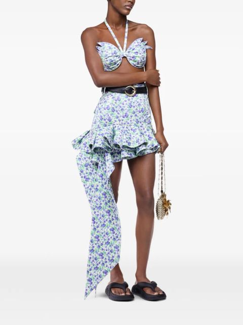 Rabanne Liberty mini ruffle print skirt - Green - zdjęcie produktu nr 2