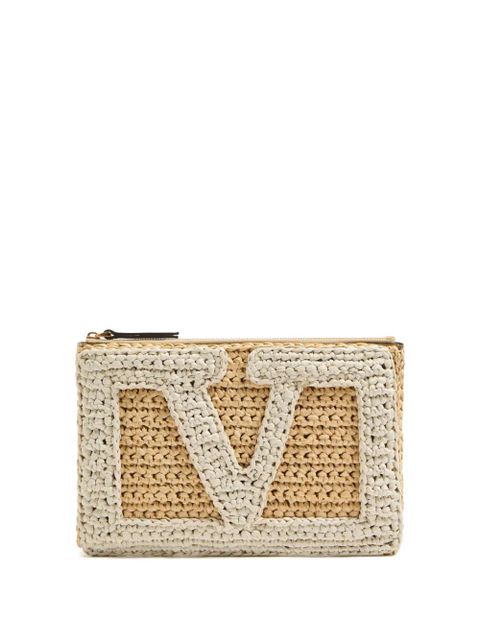 Valentino Garavani Viva Superstar raffia clutch bag - Neutrals - zdjęcie produktu nr 2