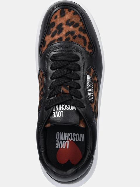 Love Moschino sneakersy skórzane damskie kolor czarny JA15295G0NJAA30A