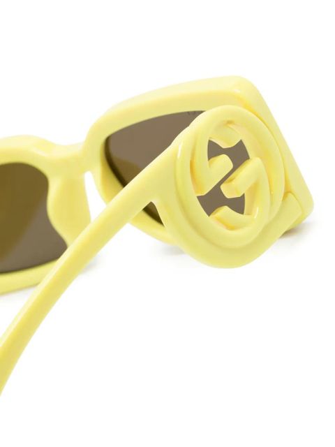 Gucci Eyewear Interlocking G rectangle-frame sunglasses - Yellow