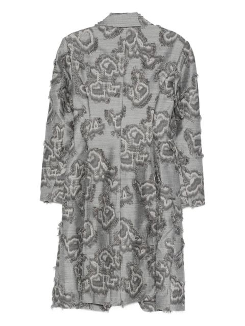 GANNI frayed cloud-print coat - Grey