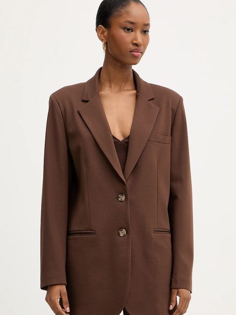 Haveone marynarka kolor brązowy jednorzędowa gładka JMI-P028 - zdjęcie produktu nr 1