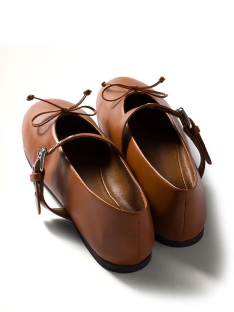 Miu Miu buckled leather ballerina shoes - Brown - zdjęcie produktu nr 2