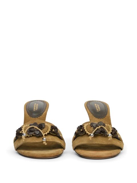 ISABEL MARANT Anee decorated-strap suede sandals - Neutrals