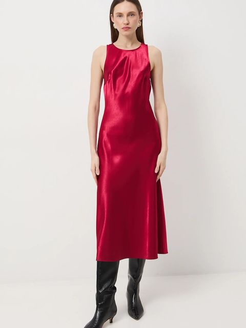 Medicine sukienka damska kolor czerwony midi rozkloszowana - zdjęcie produktu nr 2