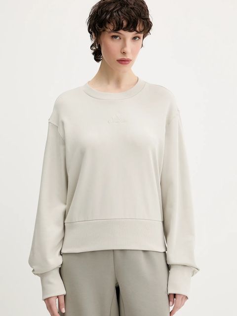 adidas bluza bawełniana All SZN damska kolor beżowy gładka JV9816 - zdjęcie produktu nr 1