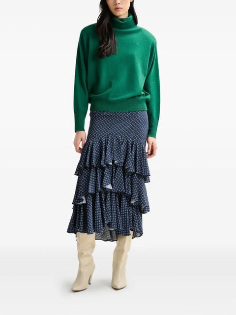 Essentiel Antwerp paisley-print tiered ruffle skirt - Blue