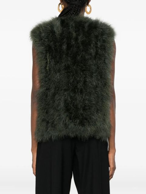 Yves Salomon feather-embellished gilet - Green