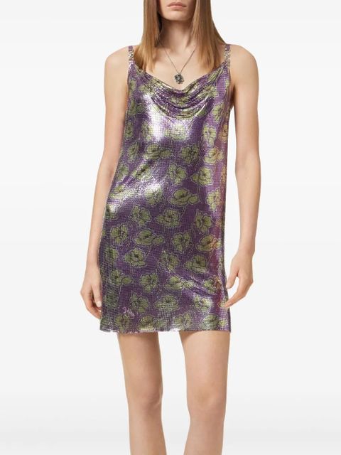 Versace Poppies Metal Mesh mini slip dress - Purple