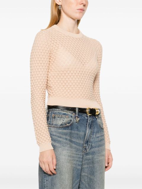 Chloé cropped pointelle-knit jumper - Neutrals