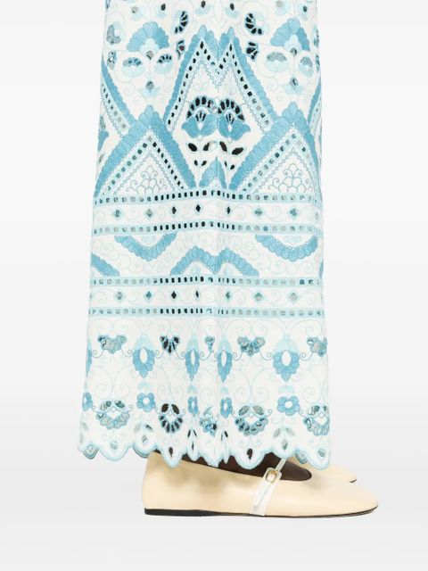 ETRO embroidered-detail cotton trousers - Neutrals