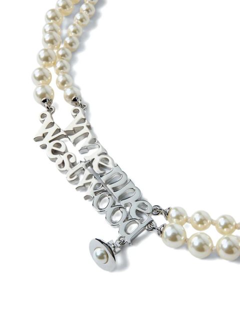 Vivienne Westwood double-pearl orb necklace - Silver
