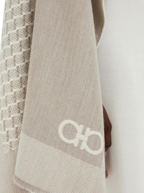 Ferragamo jacquard wool poncho - Neutrals