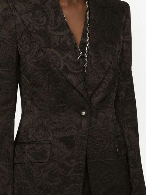 Dolce & Gabbana Turlington floral-jacquard single-breasted blazer - Brown - zdjęcie produktu nr 2