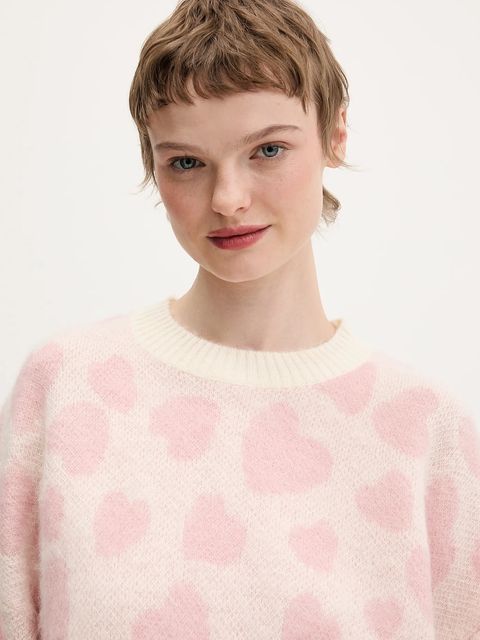 Hugo Blue sweter z dodatkiem wełny Sallyna_B damski kolor różowy 50555441