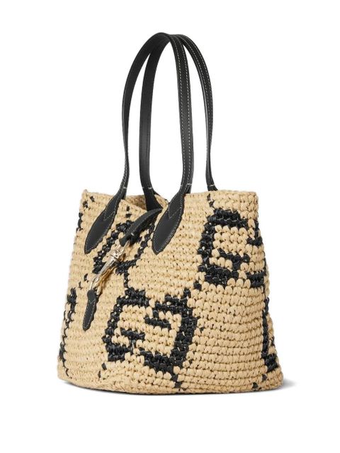 Gucci small raffia GG pattern tote bag - Neutrals