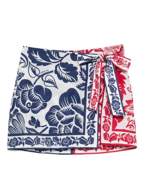 FARM Rio floral-print tie skirt - Blue - zdjęcie produktu nr 1