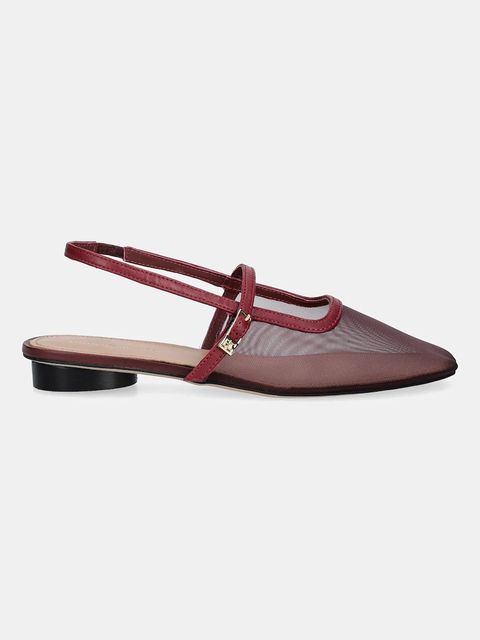 Tommy Hilfiger baleriny MESH ROUND HEEL BALLERINA kolor bordowy z odkrytą piętą FW0FW08962 - zdjęcie produktu nr 2