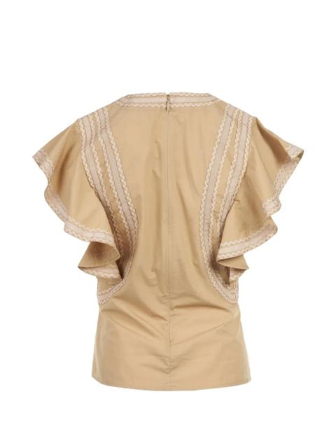 Ulla Johnson ruffled cotton top - Neutrals - zdjęcie produktu nr 2