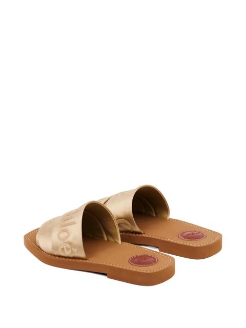 Chloé Woody logo-strap sandals - Gold