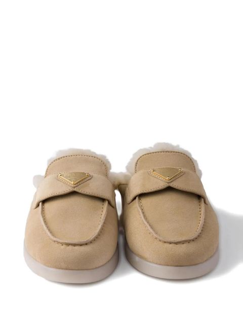 Prada suede shearling loafers - Neutrals