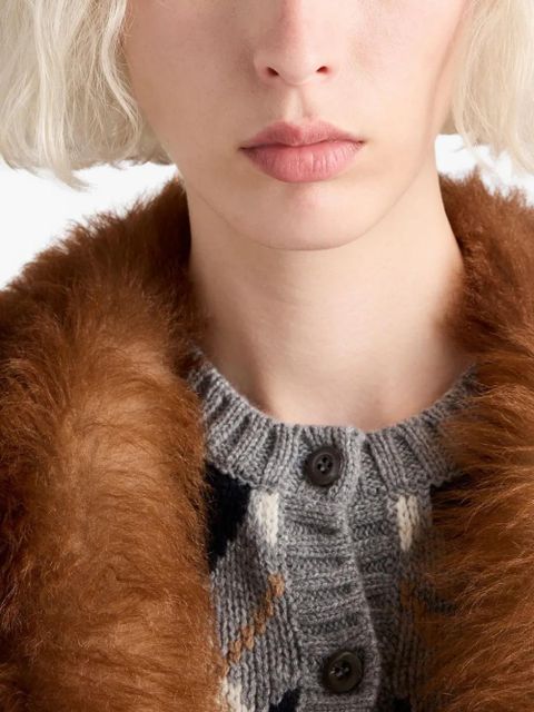 Prada diamond-pattern wool cardigan - Grey