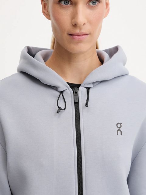 On bluza Focus Tech damska kolor szary z kapturem gładka 1WF30370174