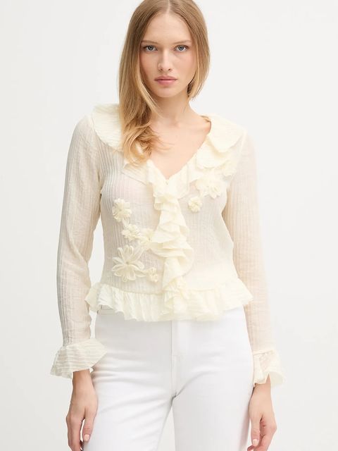 Hoss Intropia koszula damska kolor beżowy regular 6282656 - zdjęcie produktu nr 1