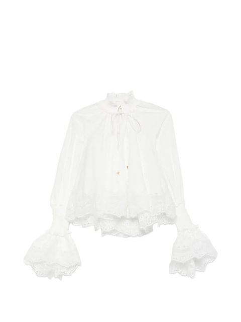 ZIMMERMANN Alchemy lace-trim gathered shirt - White - zdjęcie produktu nr 1