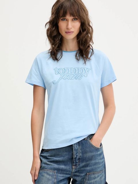 Tommy Jeans t-shirt bawełniany damski kolor niebieski DW0DW21388 - zdjęcie produktu nr 1