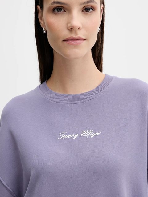 Tommy Hilfiger bluza bawełniana damska kolor fioletowy gładka WW0WW48269