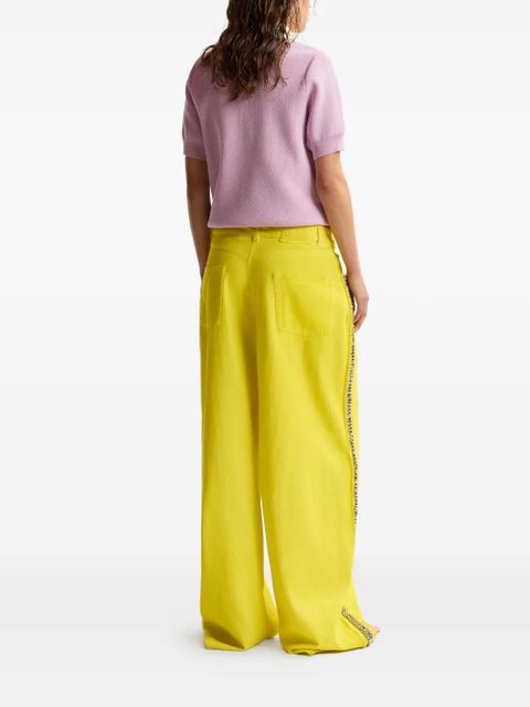 Essentiel Antwerp floral-embellished fine-knit polo top - Purple