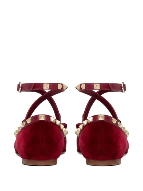 Valentino Garavani Rockstud velvet ballet flats - Red