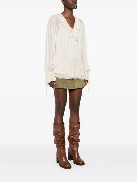 PINKO ruffled-neck blouse - Neutrals