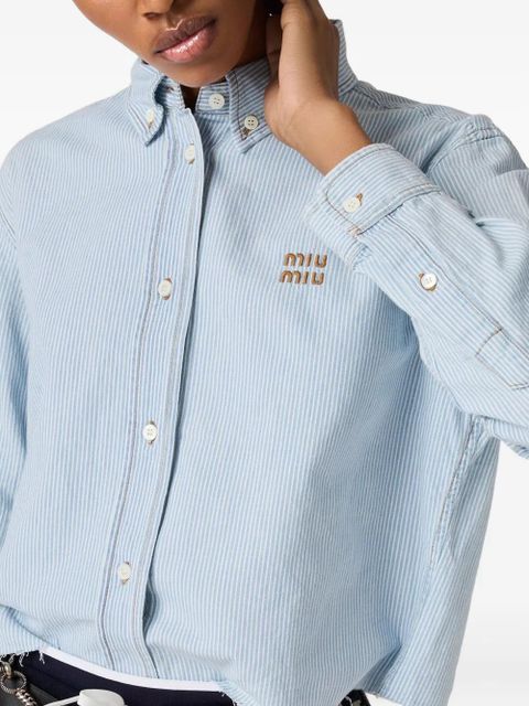 Miu Miu striped frayed-edge shirt - Blue