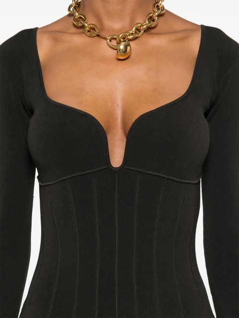 Nanushka seam-detail ribbed midi dress - Black