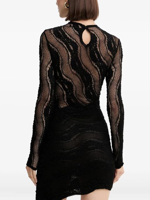 Charo Ruiz Ibiza long-sleeve asymmetrical dress - Black