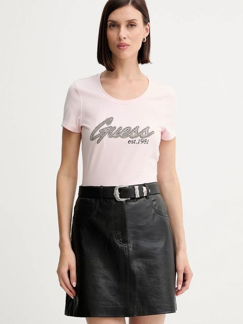 Guess t-shirt damski kolor różowy W5YI16 J1314 - zdjęcie produktu nr 1