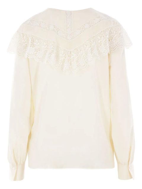 Chloé lace-trimmed silk top - White