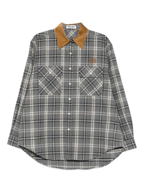 Miu Miu checked-pattern chest-pocket shirt - Grey - zdjęcie produktu nr 1