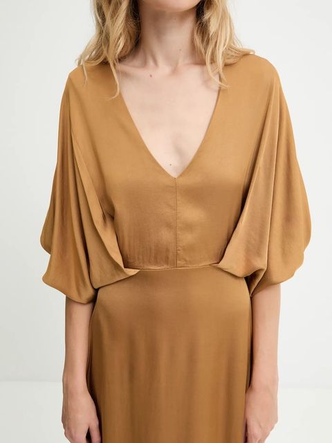 Answear.LAB sukienka kolor brązowy maxi rozkloszowana