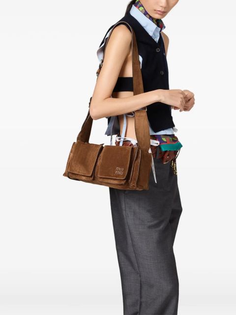 Miu Miu Utilitaire suede shoulder bag - Brown - zdjęcie produktu nr 2