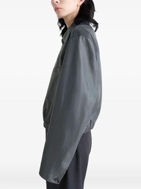 LEMAIRE buttoned-up elasticated leather jacket - Grey