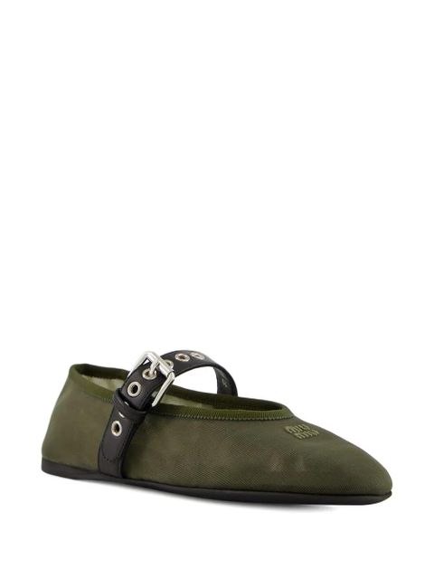 Miu Miu buckle-fastening ballet flats - Green