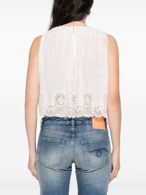 SANDRO lace-hem blouse - White