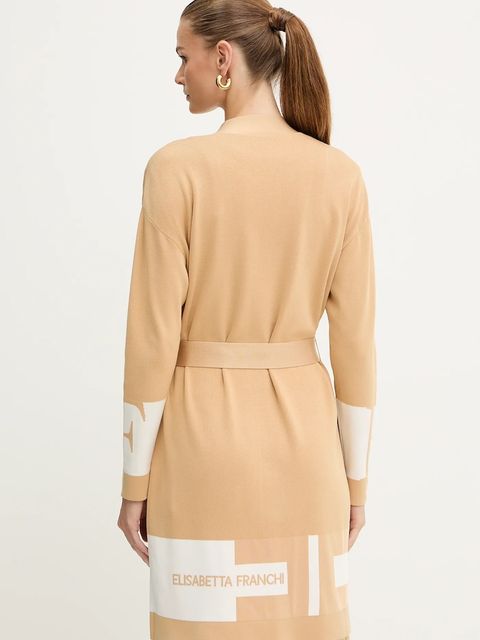 Elisabetta Franchi kardigan damski kolor beżowy lekki MK02S56E2