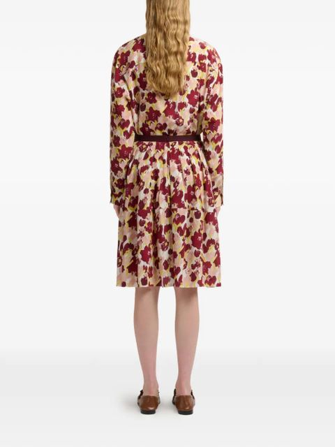 Marni pleated floral silk skirt - Red