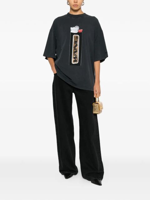 Alexander Wang rhinestone-embellished graphic-print T-shirt - Black