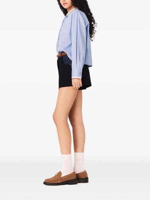 Maje striped embellished-collar shirt - Blue